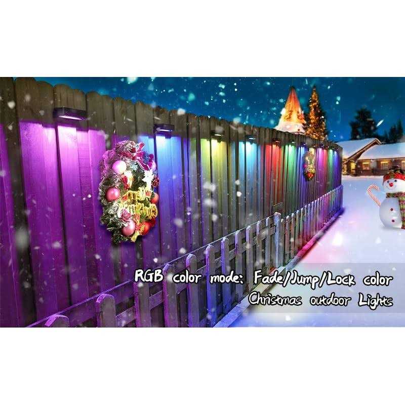 VOLISUN Solar Deck Lights ,7 Colors&Warm White outdoor 4-pack Waterproof Led color glow Solar Lights for Step,Fence,Railing,Wall,Stairs