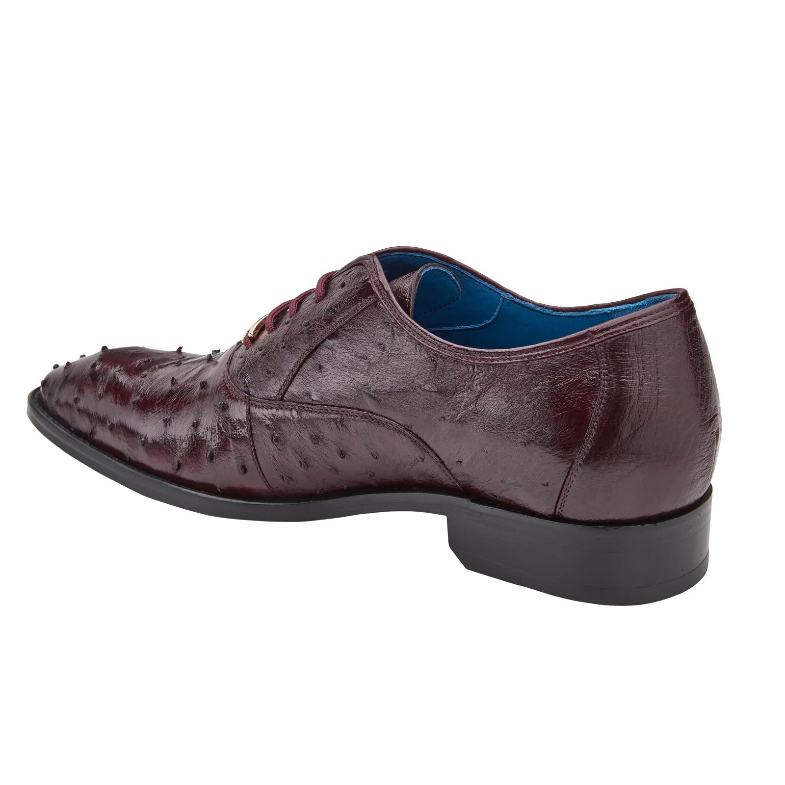 Men’s Belvedere Orlando Ostrich Quill Plain Toe Dress Shoe in Burgundy