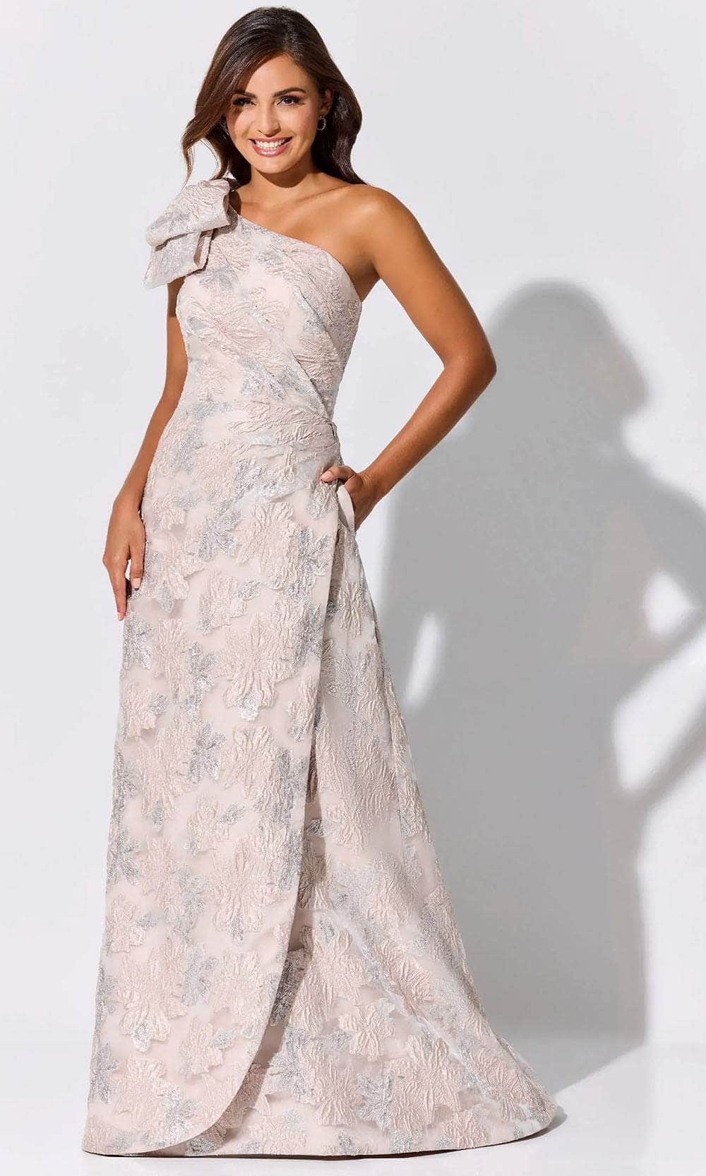Floral One Shoulder Evening Dress
