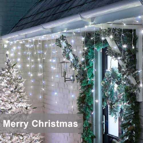 TuoPuLife Icicle Lights Outdoor 32.8ft 400 LED Icicle Christmas Lights with Timer