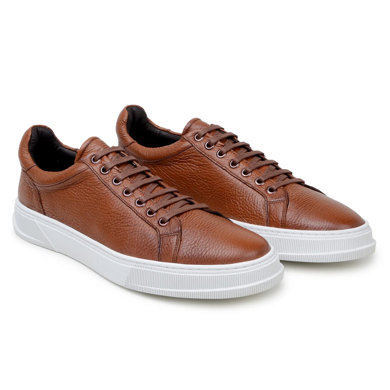 Men’s Belvedere Matteo Deerskin Leather Dress Tennis Shoe in Tan