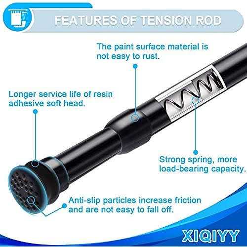 XIQIYY Strong Small Tension Rods 16 to 28 inches -upgrade Diameter 1inch Shower Curtain Rod Black
