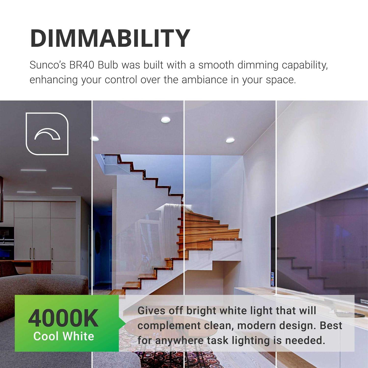 Sunco Lighting 8 Pack BR40 Dimmable Flood LED Light Bulb 17W