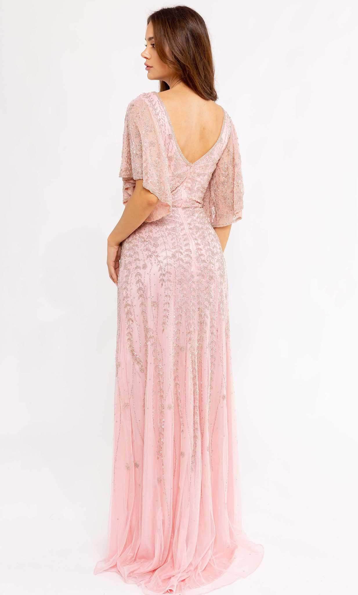 Flutter Sleeve Embroidered Gown