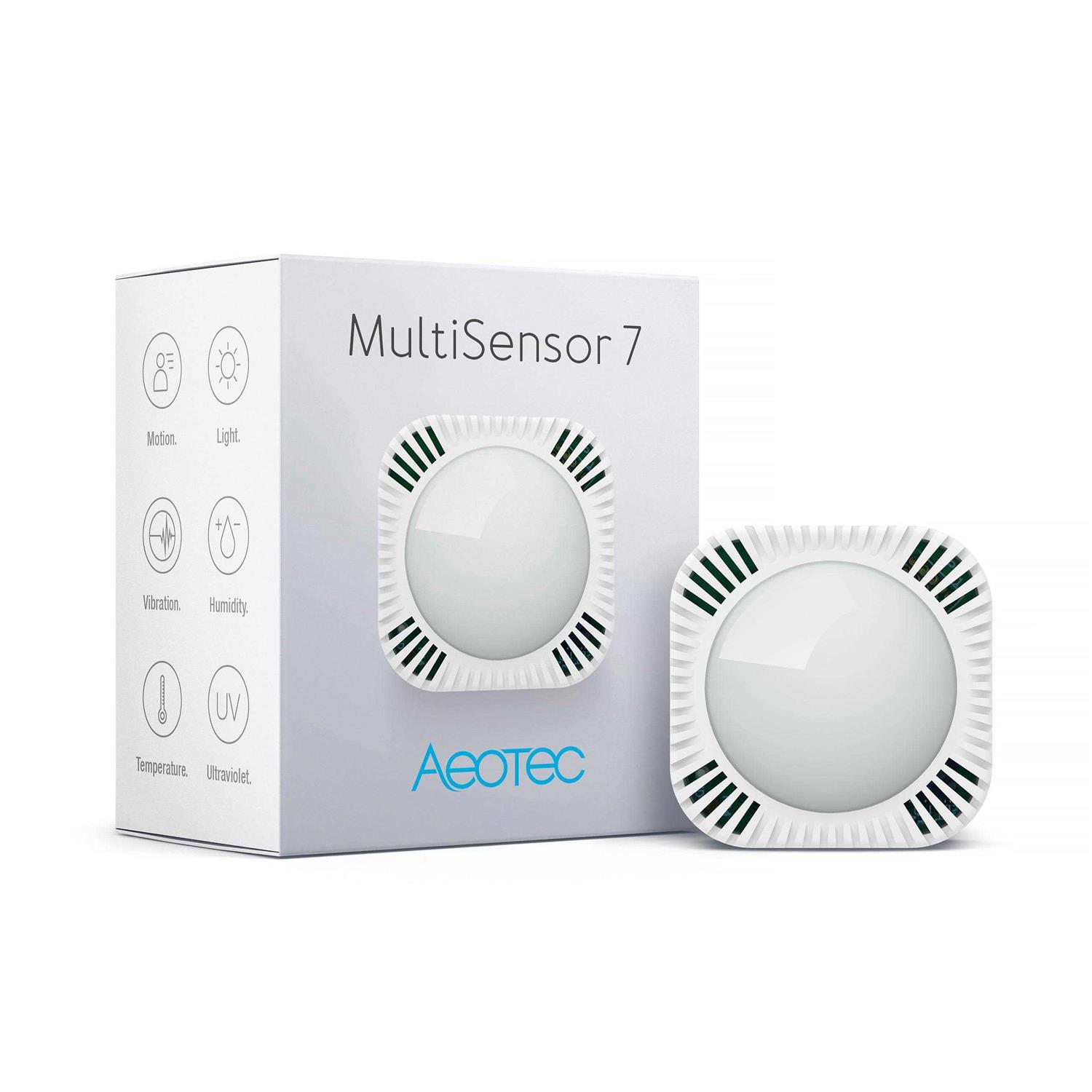Aeotec MultiSensor 7, 6-in-1 Zwave Sensors Contains Monitor Motion, Temperature, Light, Humidity, UV, and Vibration