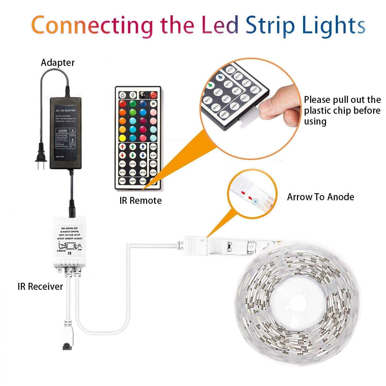 65.6ft Led Lights for Bedroom dalattin Led Strip Lights Color Changing Lights with 44 Keys Remote,2 Rolls of 32.8ft