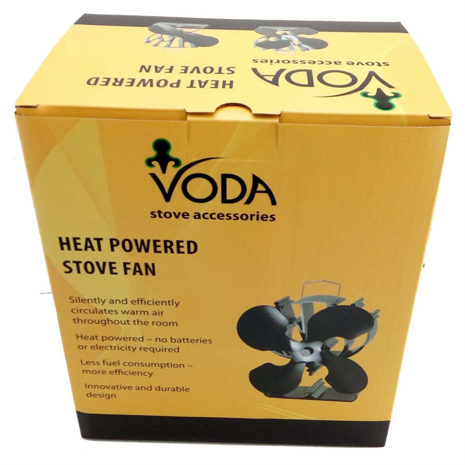 Voda 4-blade Heat Powered Stove Fan for Wood/Log Burner/fireplace increases 80% more warm air than 2 blade Fan