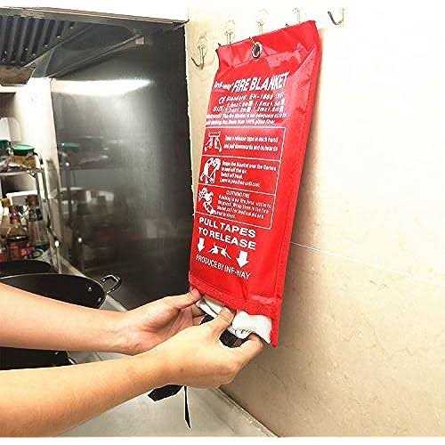 Inf-way Fire Blanket for Home, Fiberglass Fire Suppression Blanket for Kitchen, Flame Retardant Protection and Heat Insulation Emergency Fireproof