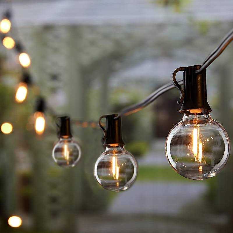 Brightown Outdoor String Lights 50 Ft Waterproof Connectable Dimmable LED Patio Lights with 25 G40 Globe Bulbs