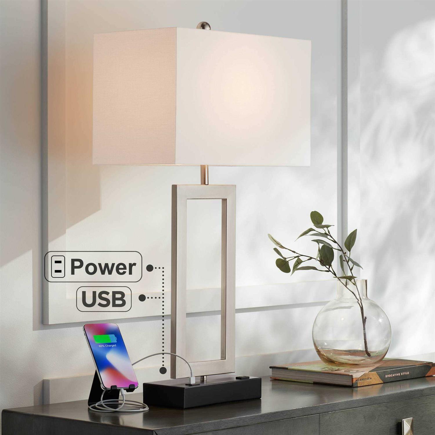 360 Lighting Todd Modern Table Lamp USB and AC Power Outlet in Base 30 Tall