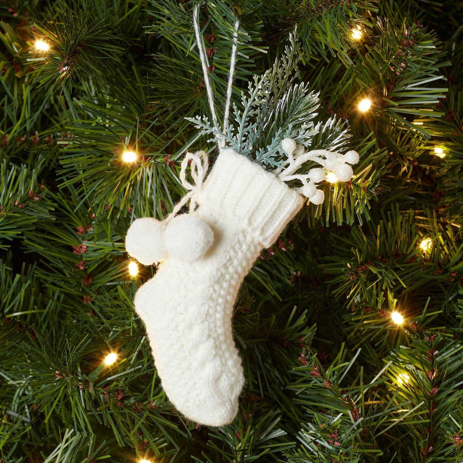 Wondershop Knit Stocking with Faux Greenery Christmas Tree Ornament