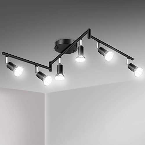 Unicozin LED 4 Light Track Lighting Kit Black 4 Way Ceiling Spot Lighting