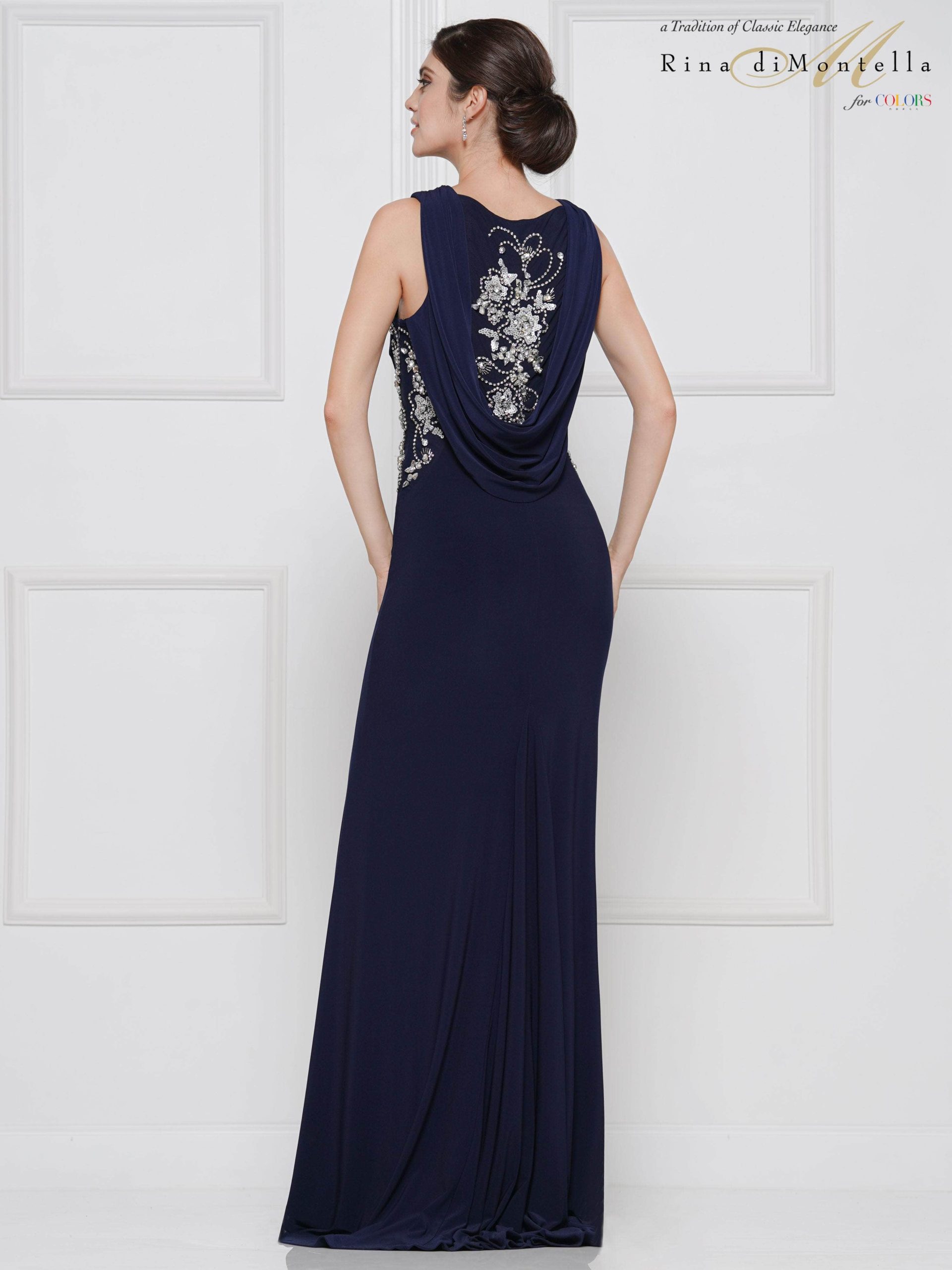 RD2029 Bejeweled Bateau Jersey Sheath Dress