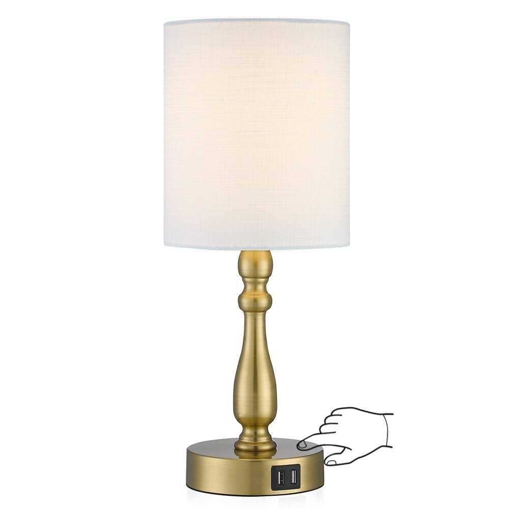 TRUE FINE 3-Way Dimmable Touch Control Small Table Lamp with 2 USB Port