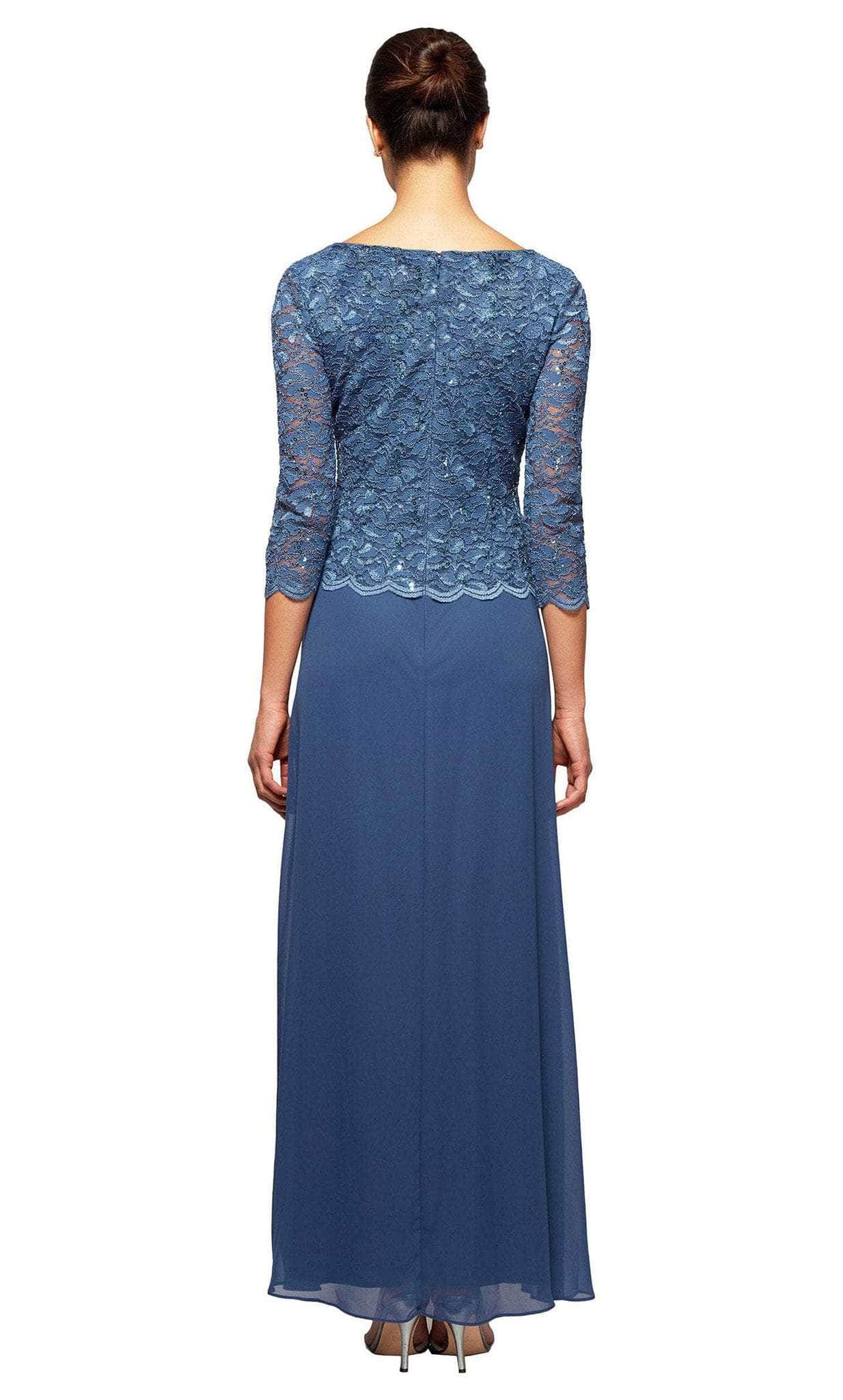 112655 Scallop Lace Mock Dress with Chiffon Skirt