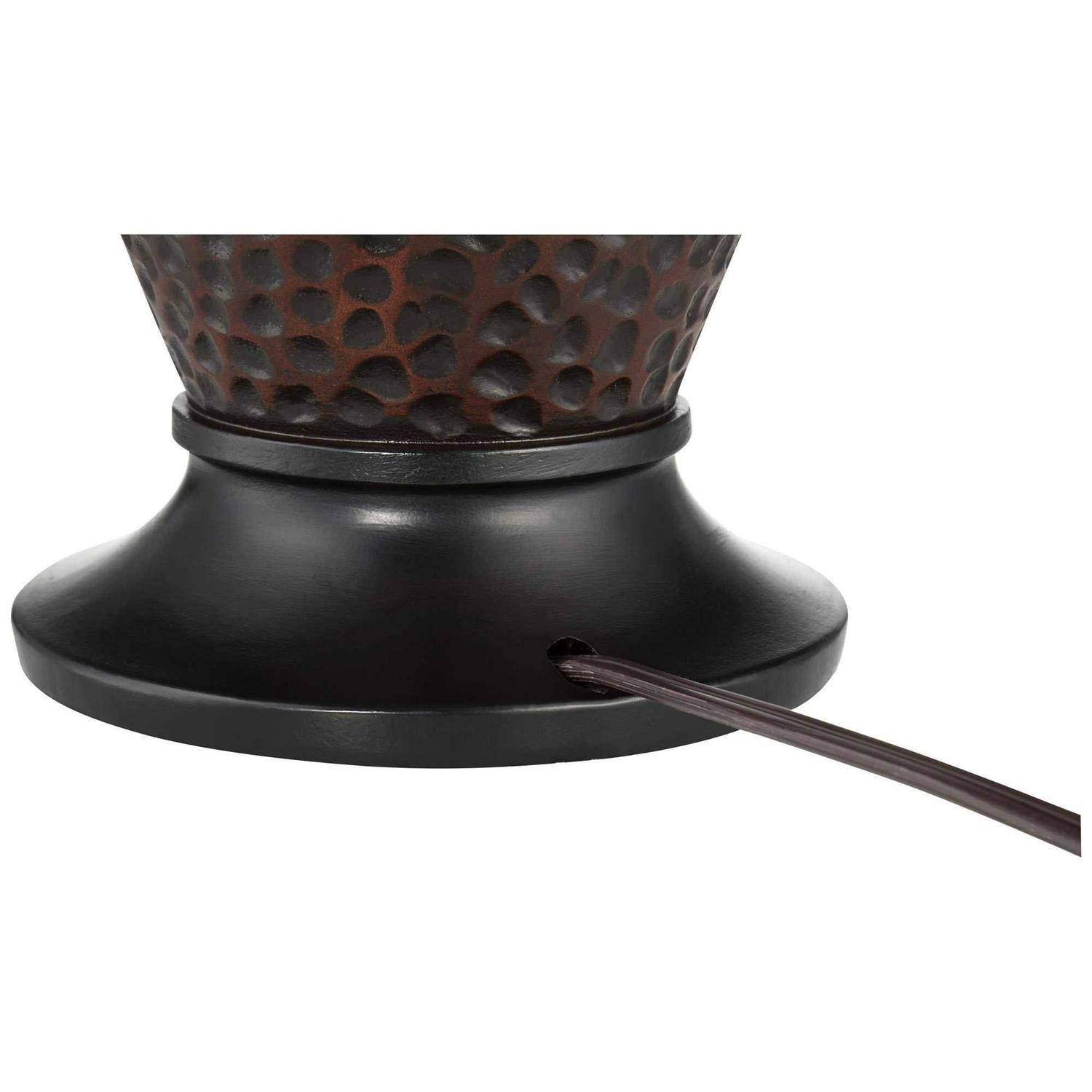 360 Lighting Cody Rustic Farmhouse Table Lamps 26 High Set of 2 Hammered Oiled Bronze Oatmeal Drum Shade for Bedroom Living Room