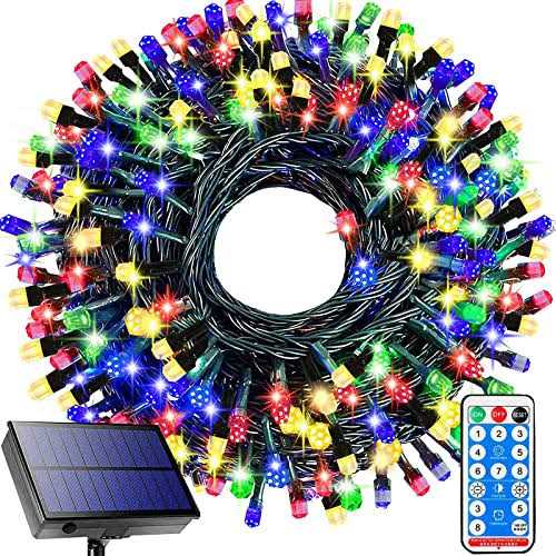Ucutely Solar String Lights Outdoor,115 Ft 300 LED Solar Christmas Lights with Remote,8 Modes Waterproof Patio Lights for chr