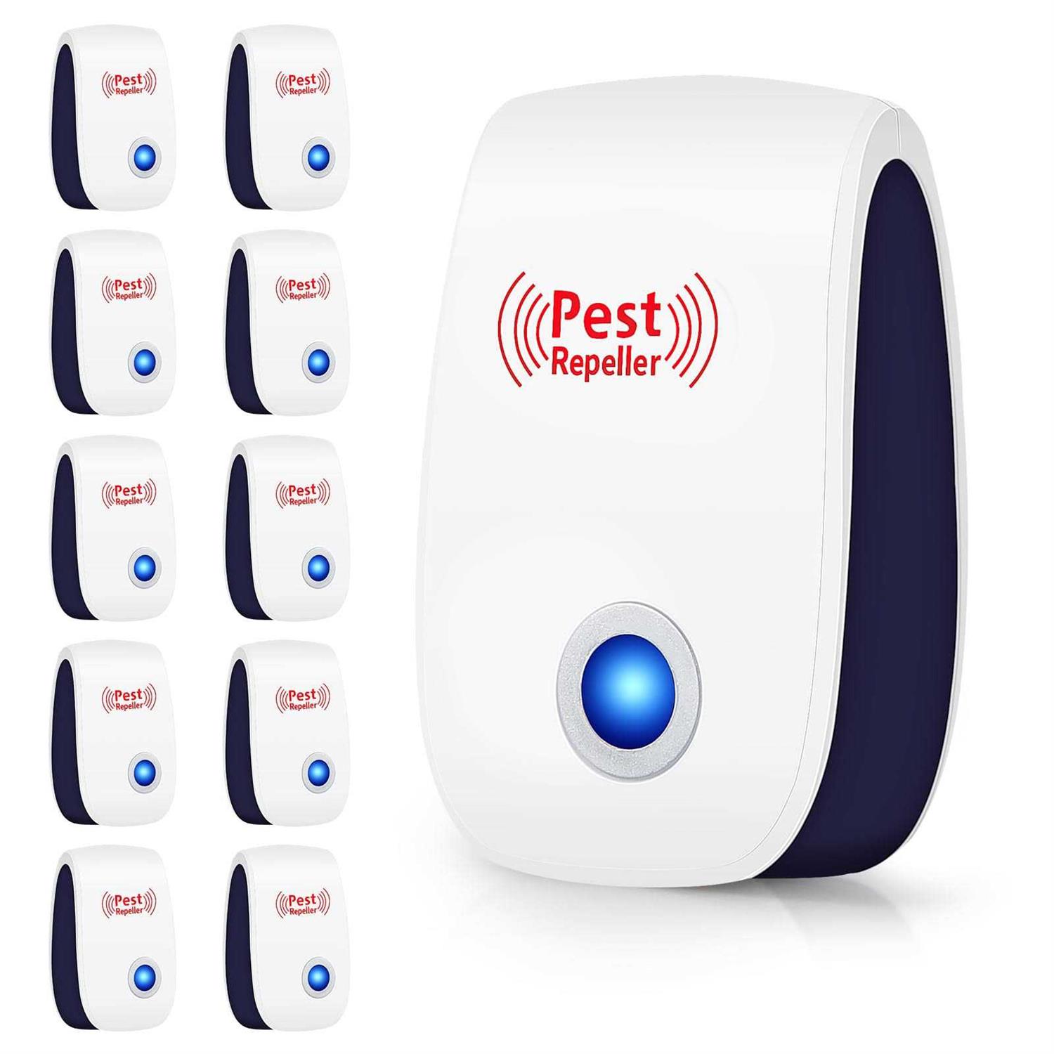 10 Packs Ultrasonic Pest Repeller Electronic Mouse Repellent Ultrasonic Plug in Rodent Repellent Indoor Sonic Repellent Pest Control for Insect