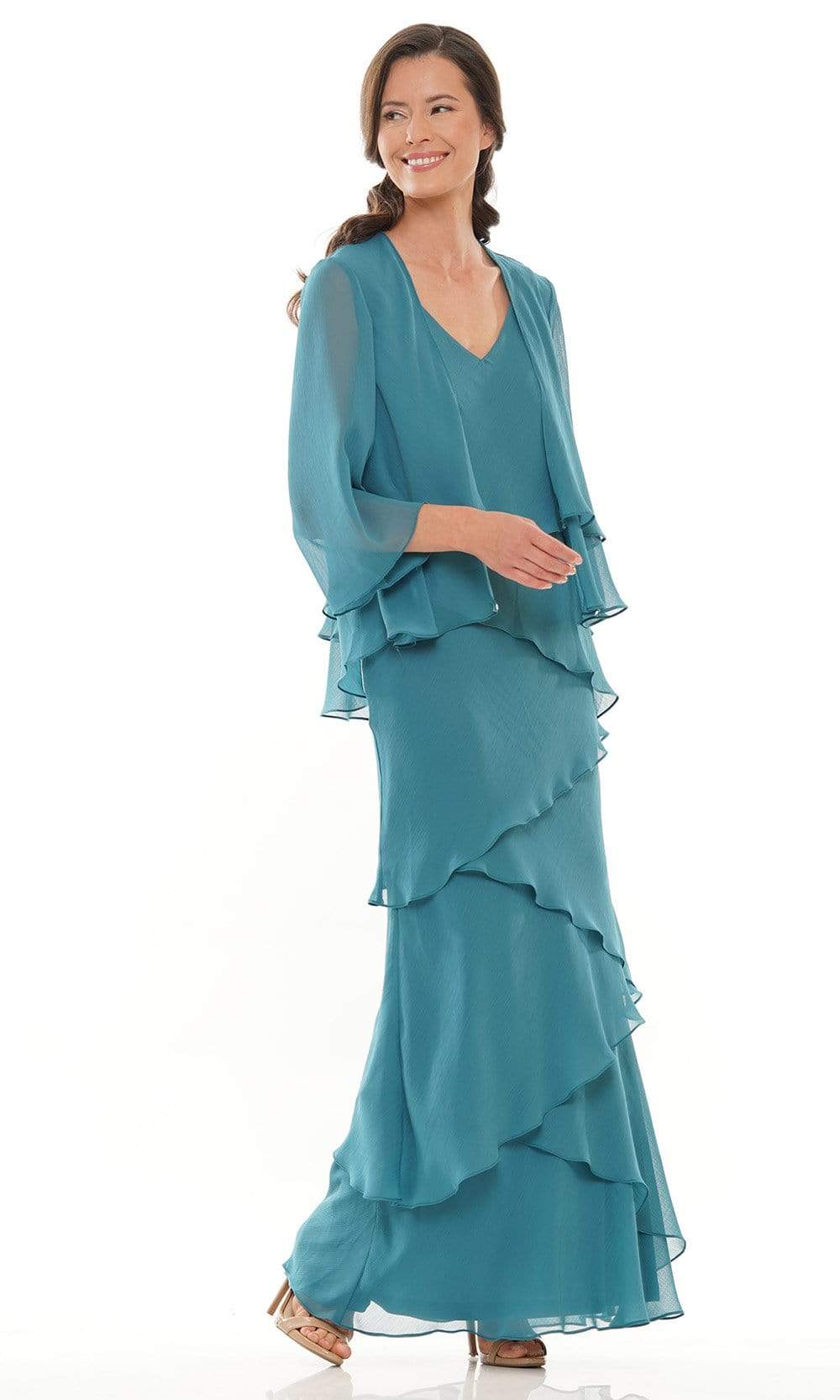 M309 V-Neck Tiered Sheath Dress