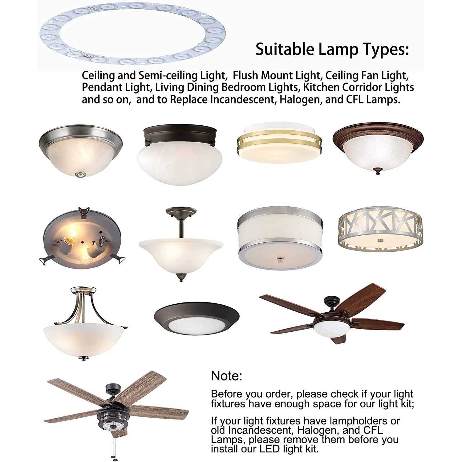 18W Ring Light Replacement Led Circle Light Panel For Flush Mount Ceiling Fan