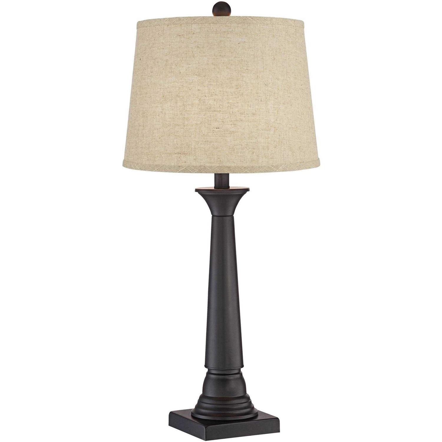 360 Lighting Dolbey Rustic Farmhouse Table Lamps 28 Tall Set of 2 Bronze White Drum Shade Bedroom Living Room