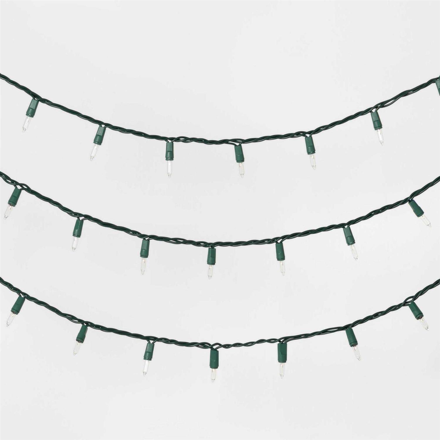 Wondershop 50ct Christmas Incandescent Mini String Lights Clear with Green Wire