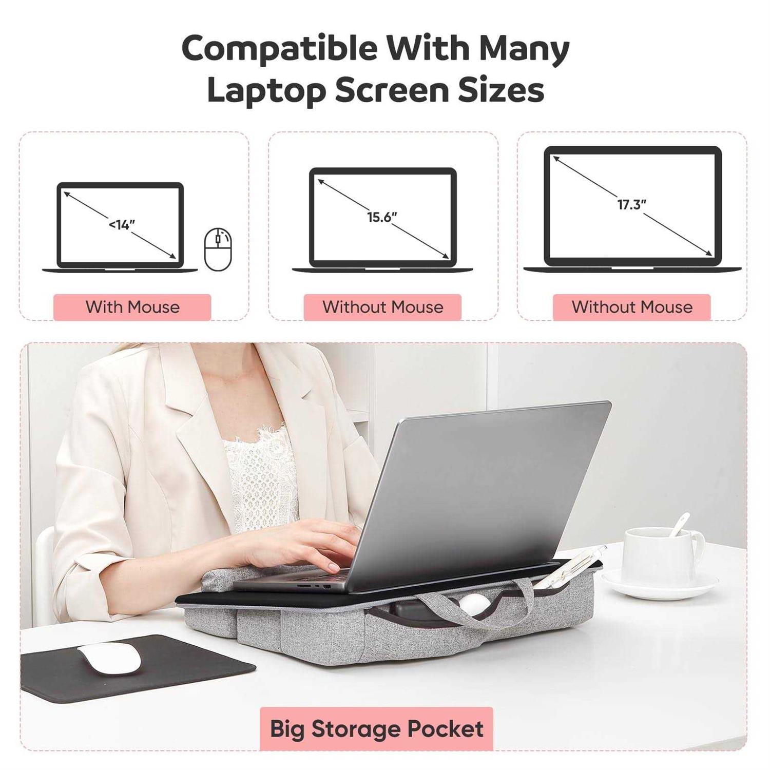 Adjustable Laptop Lap Desk Lap Desk with Cushion Storage Function Anti-Slip Wrist Rest for Home Office Adults Students