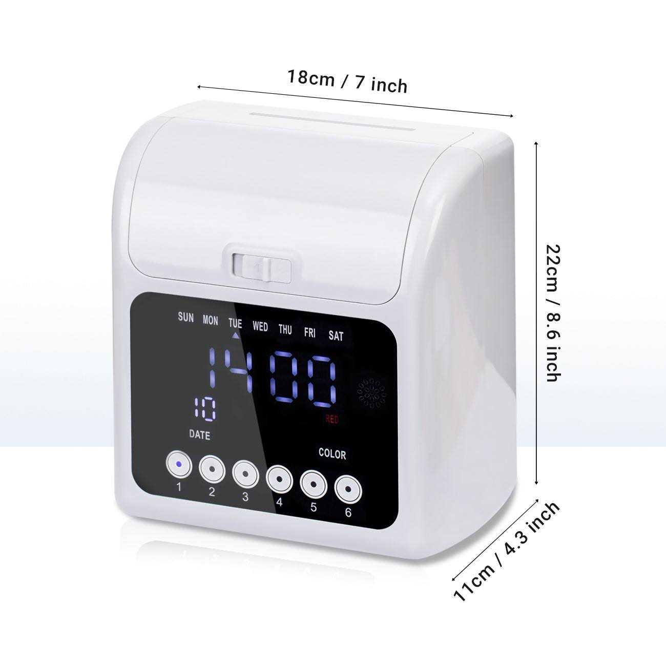 Tera Time Clocks with Extra 100pcs Time Cards Employee Attendance Punch Payroll Recorder LCD Display Screen