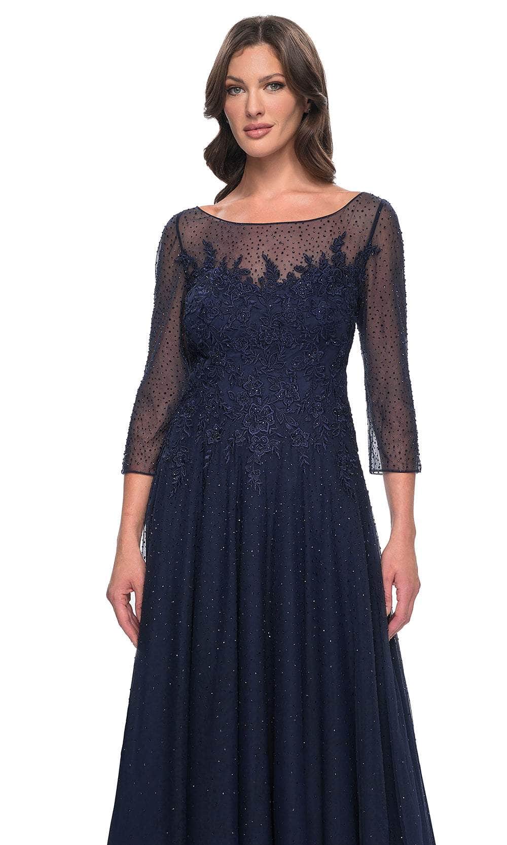 Embroidered Embellished A-line Evening Gown