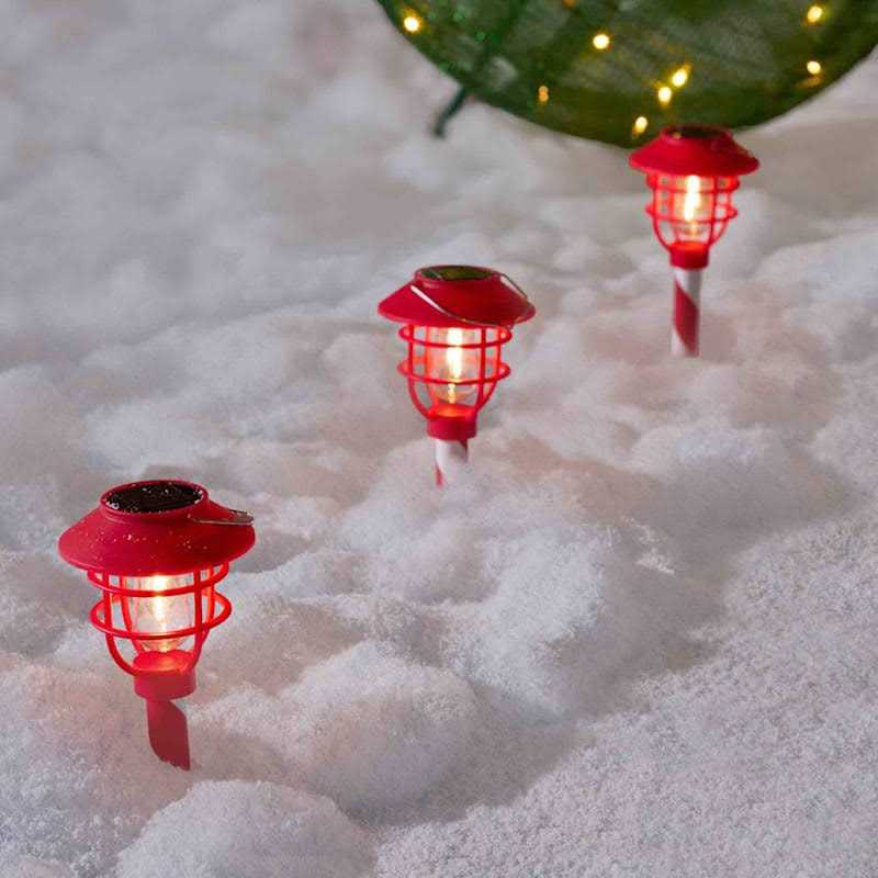 At Home Solar Christmas Cage Stake Light