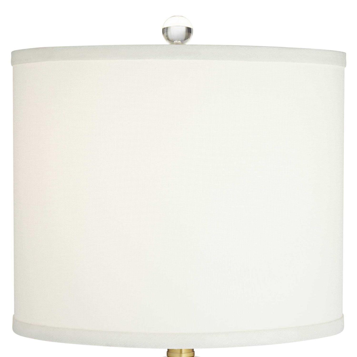 Vienna Full Spectrum Lana Modern Table Lamp 38 1/2 Tall Clear Crystal Glass Column White Drum Shade for Bedroom Living Room Bedside Nightstand Office