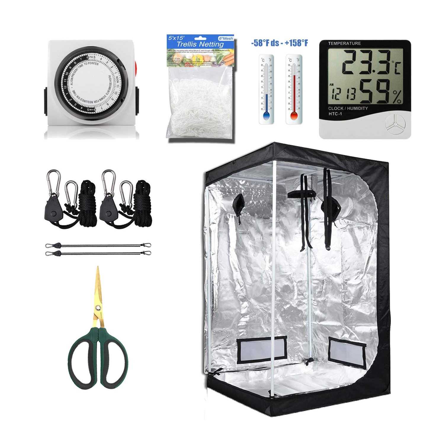 CDMALL Grow Tent Room Complete Kit Kit Hydroponic Growing System Indoor Plants Growing Dark Room + Hydroponics Growing Setup Accessories
