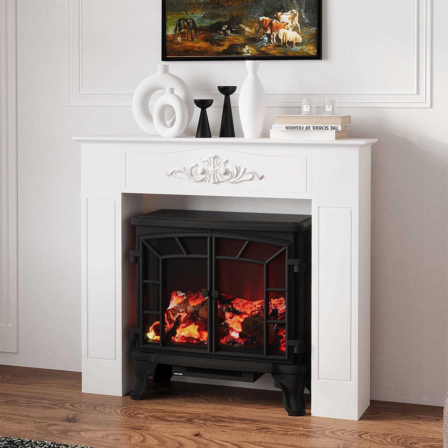 HOMCOM Fir Wood Fireplace Mantel Surround 44.75 W x 40 H
