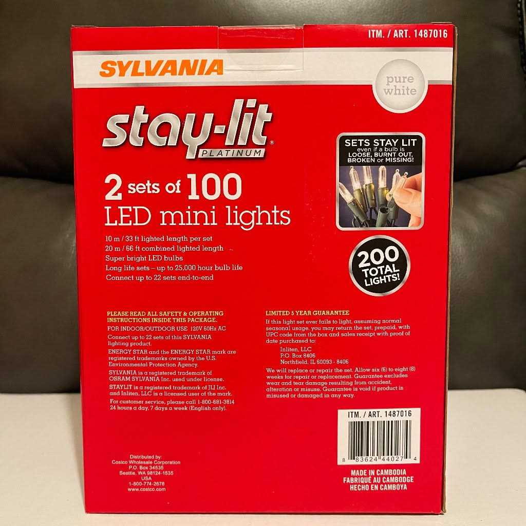Sylvania Stay-lit LED Mini Lights 2 Sets of 100 Pure White