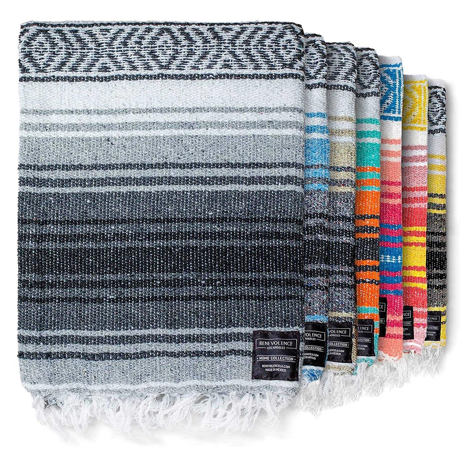 Benevolence LA Authentic Handwoven Mexican Blanket Yoga Blanket