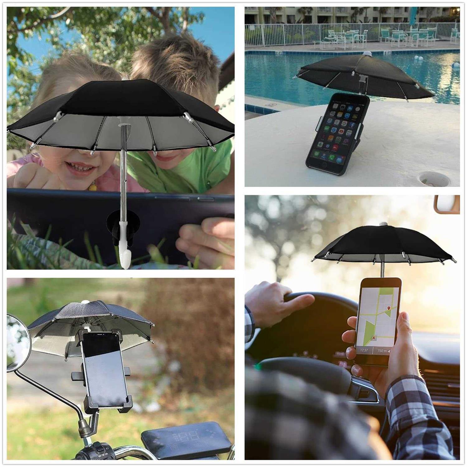 Fantasybear Uv Protection Phone Umbrella for Sun,universal Adjustable Piggy Suction Cup Phone Stand Umbrella for Phone,Stand Sun Visor,Sun Shade
