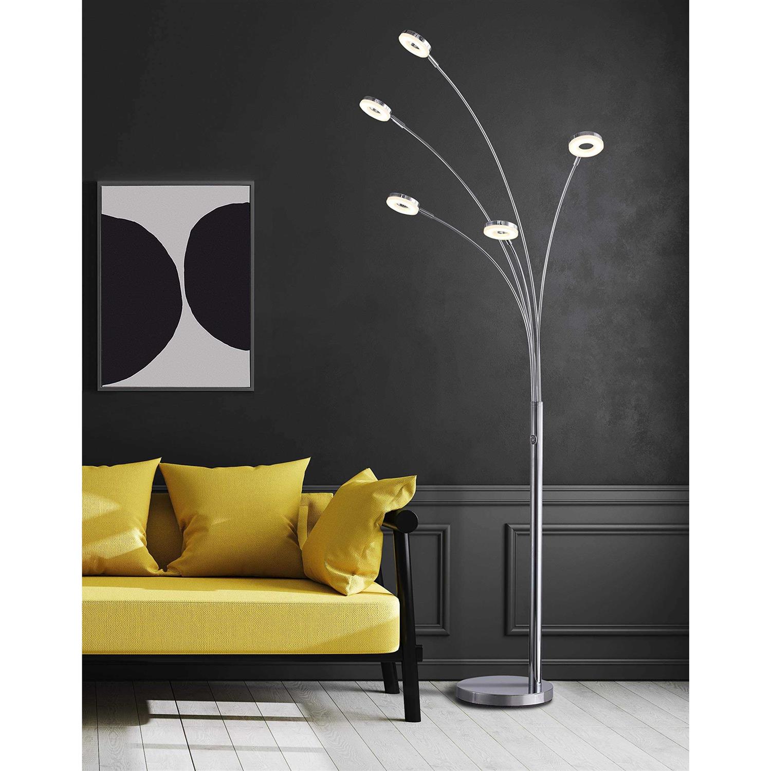 Artiva USA Super Bright LED 5-Arched Floor Lamp with Touch Dimmer