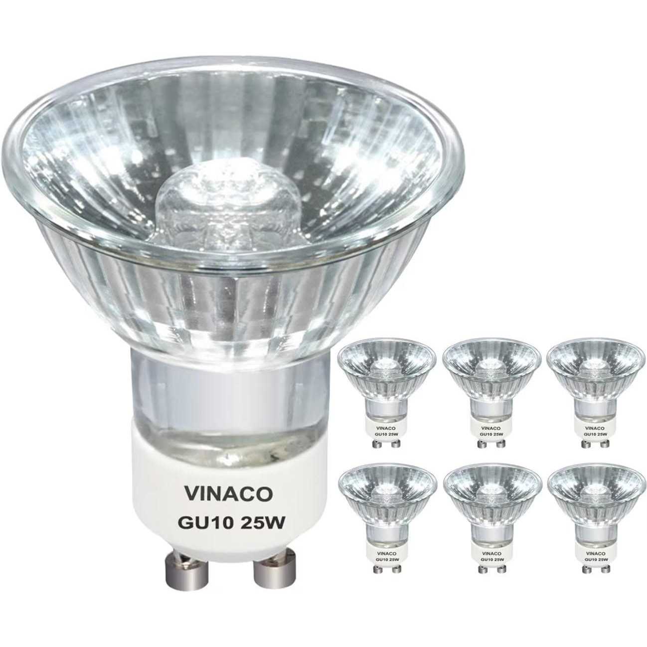 Vinaco GU10 Halogen 50W Bulbs 6pcs Gu10+c 120v 50W Halogen Light Bulbs