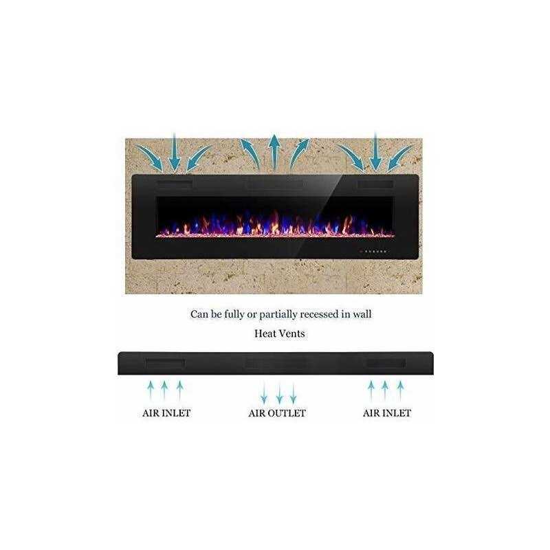 R.W.FLAME 60 Recessed and Wall Mounted Electric Fireplace