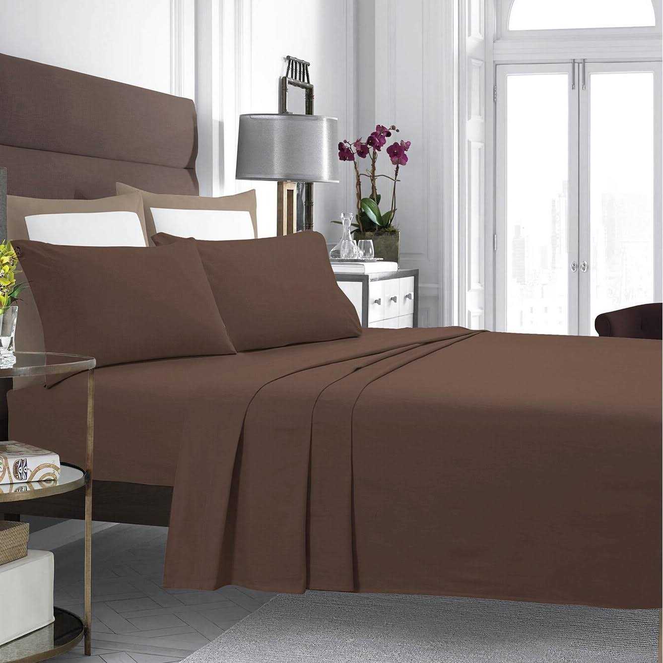 Tribeca Living Extra Deep Pocket Solid Flannel Sheet Set