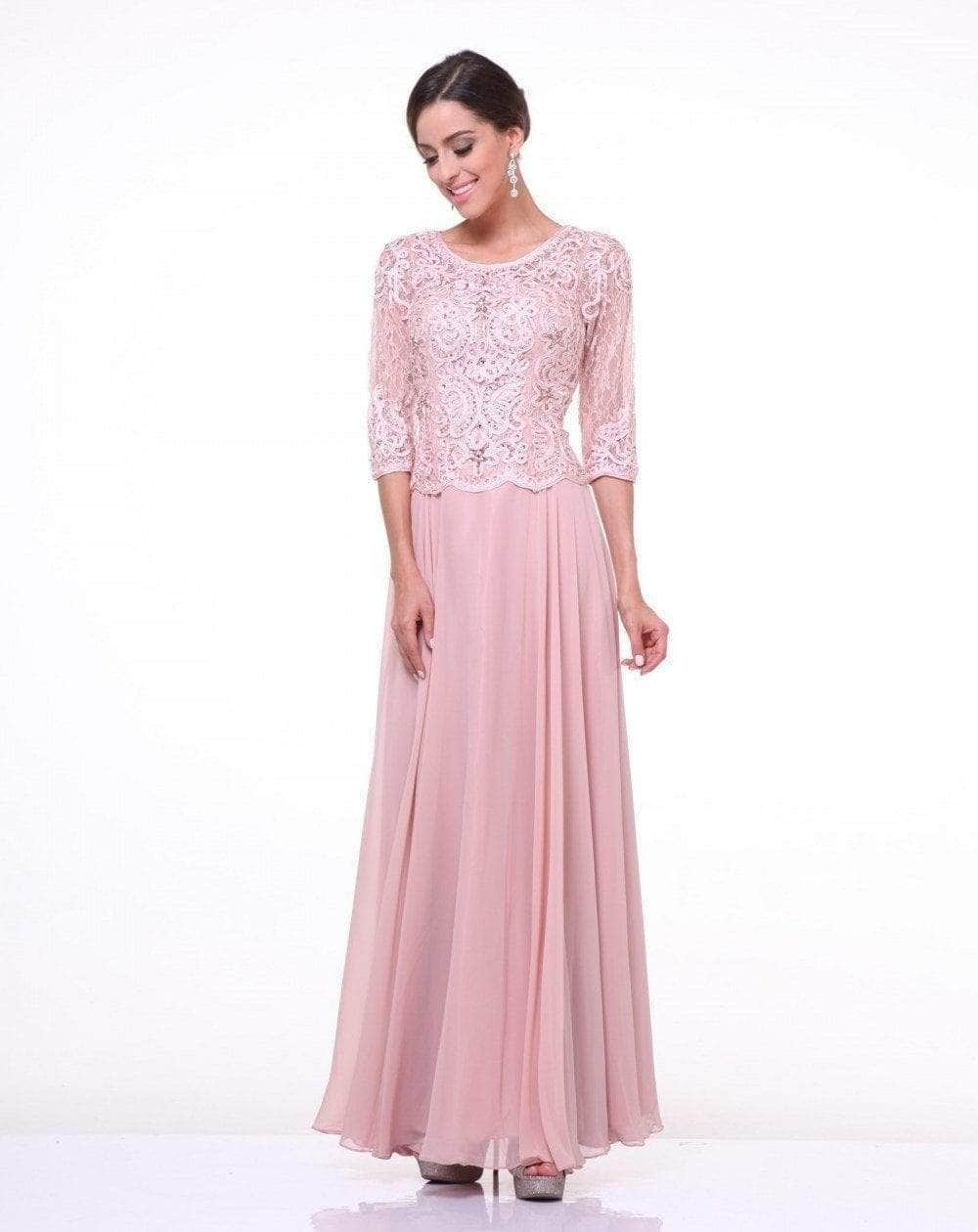 Quarter Sleeve Soutache Bodice A-Line Long Dress