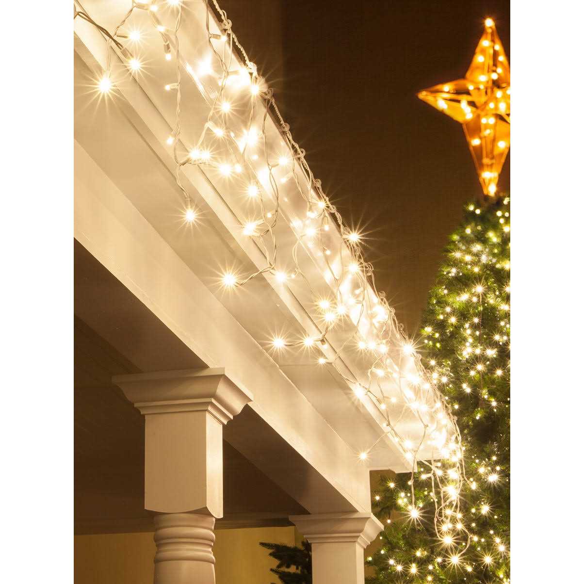 70 5mm White LED Icicle Lights