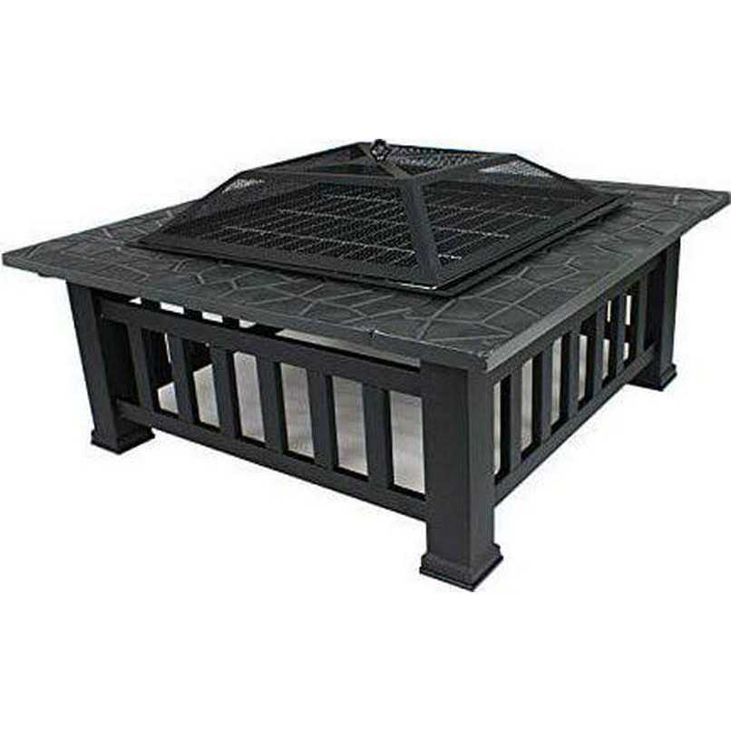 Zeny 32 inch Outdoor Fire Pit Square Metal Firepit Patio Garden Stove Wood Burning