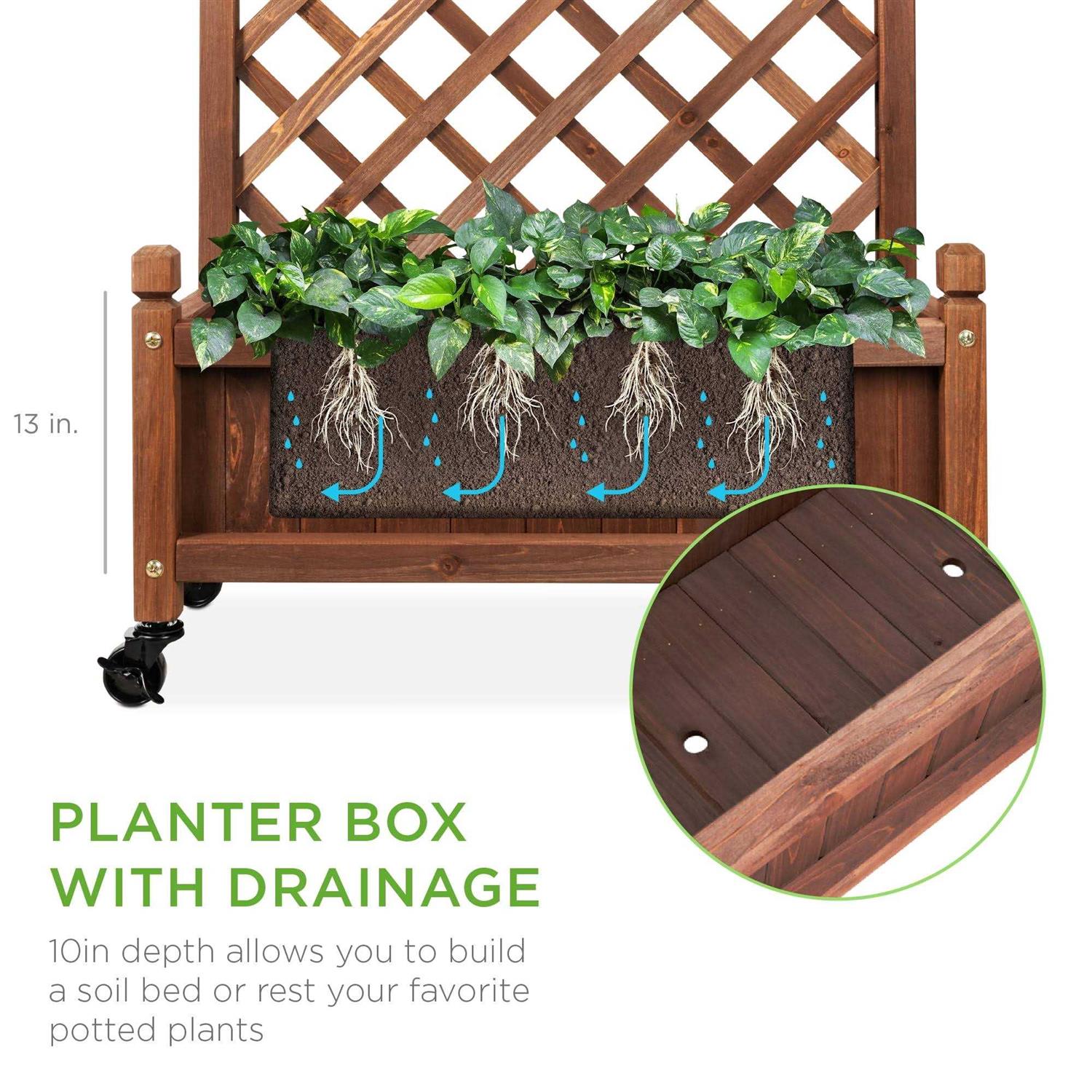 Best Choice Products 48in Wood Planter Box & Diamond Lattice Trellis