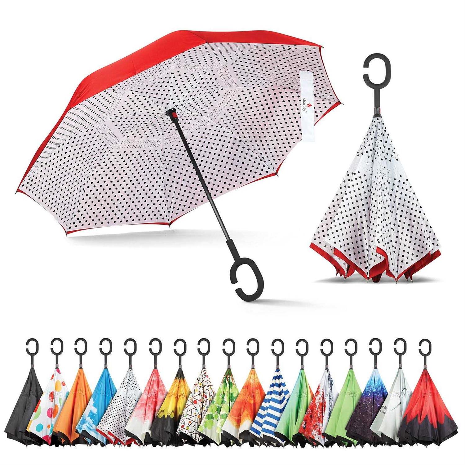 Sharpty Inverted Windproof Reverse Umbrella for Women with UV Protection