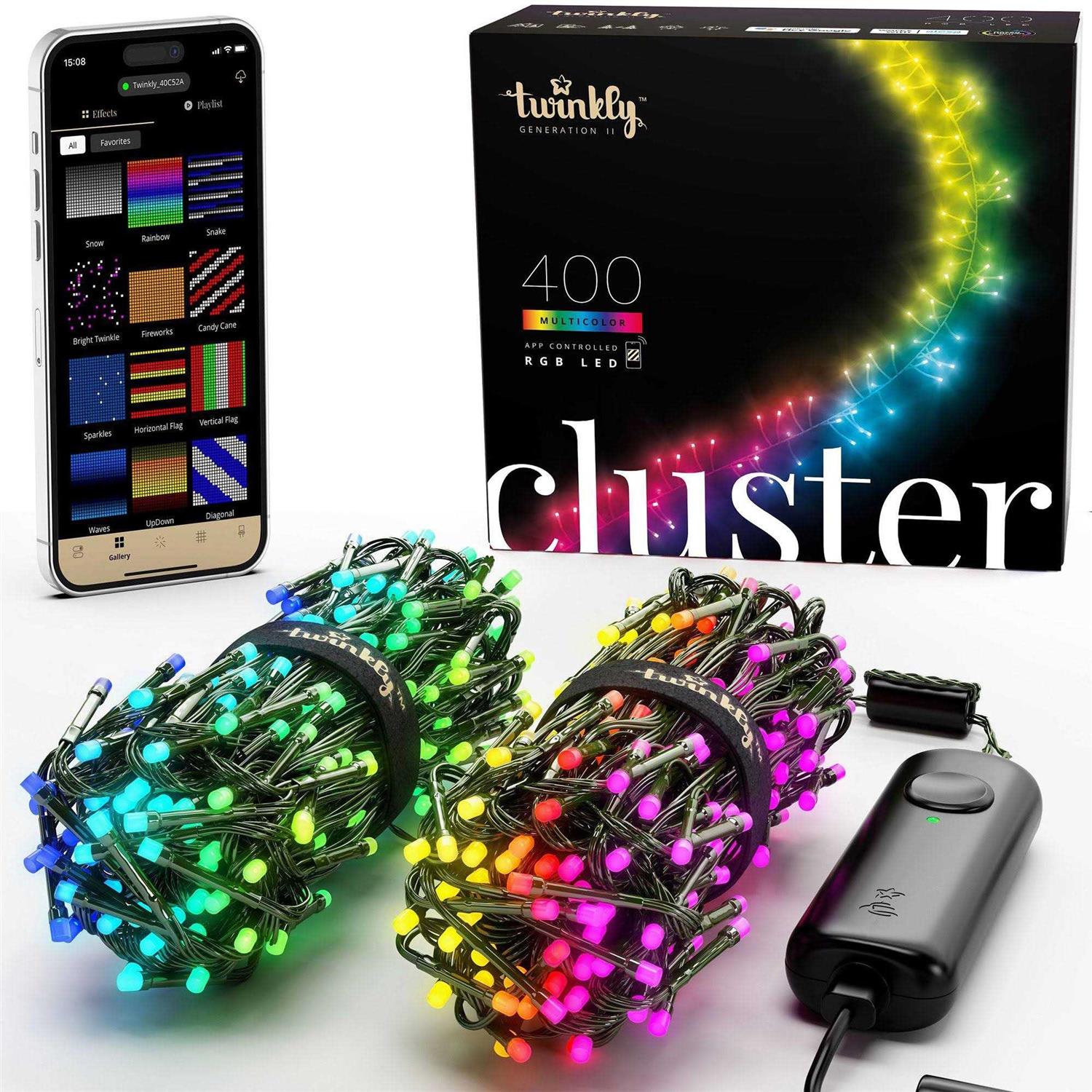 Twinkly Cluster App-Controlled Smart LED Christmas Lights 400 RGB