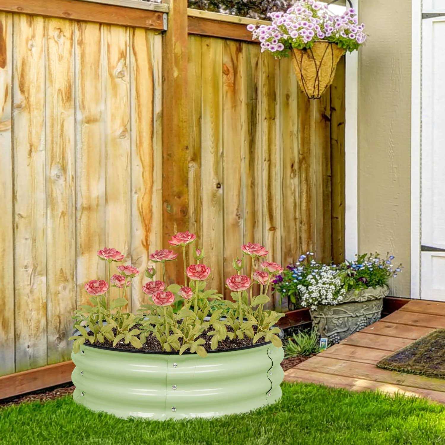 Aoodor 9&” Tall Aluzinc Metal Raised Garden Bed 30&” Round