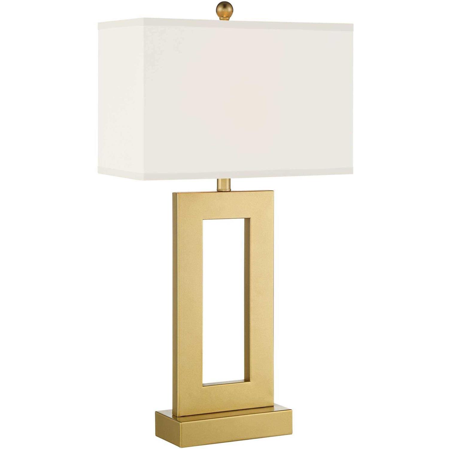 360 Lighting Marshall Modern Table Lamp 30 Tall Gold Open Base Oatmeal Rectangular Shade for Bedroom Living Room Bedside Nightstand Office House Home