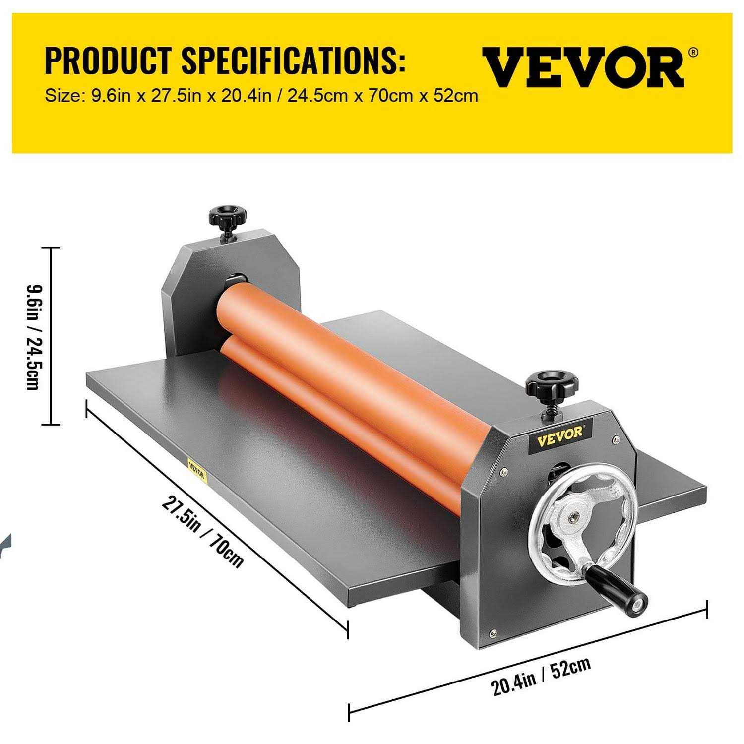 VEVOR 25 Inch Manual Cold Roll Laminator 1.18 Thickness Foldable Roll Laminating Machine Vinyl Photo Film Mounting Laminator for Commercial