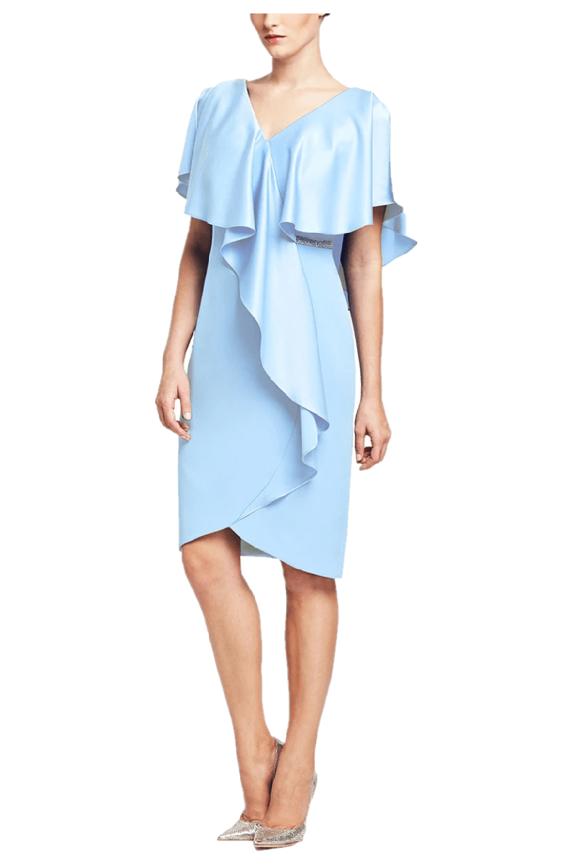 V-Neck Ruffle Draped Formal Dress